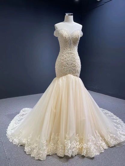 Off the Shoulder Red Mermaid Pageant Gown Beaded Wedding Dresses 67150-wedding dresses 2025 -Viniodress-Red-Custom Size-