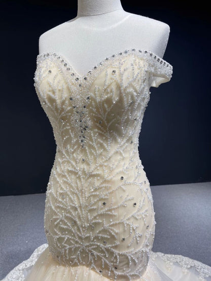 Off the Shoulder Red Mermaid Pageant Gown Beaded Wedding Dresses 67150-wedding dresses 2025 -Viniodress-Red-Custom Size-