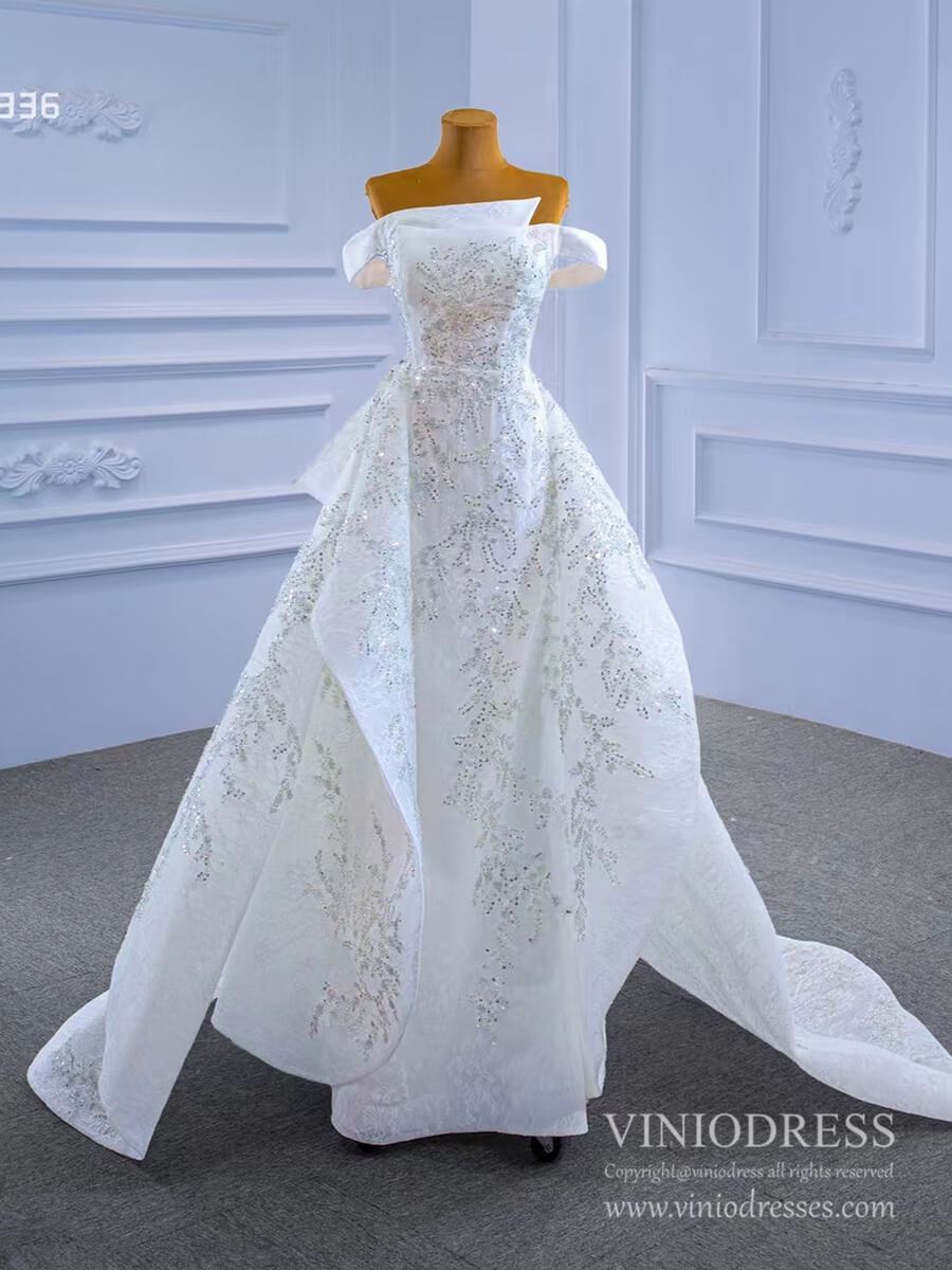 Off the Shoulder Removable Overskirt Wedding Dresses 67336-wedding dresses 2025 -Viniodress-As Picture-Custom Size-