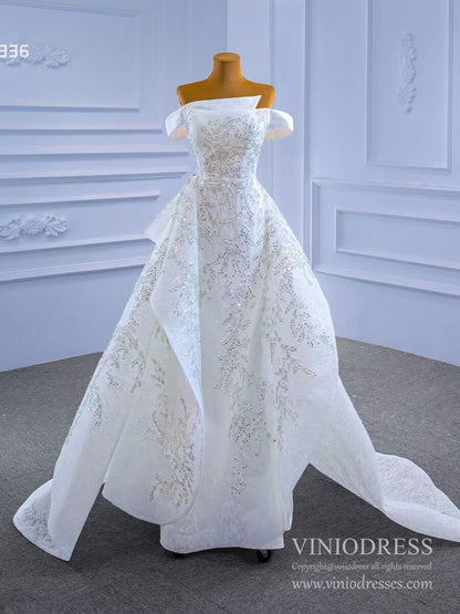 Off the Shoulder Removable Overskirt Wedding Dresses 67336-wedding dresses 2025 -Viniodress-As Picture-Custom Size-