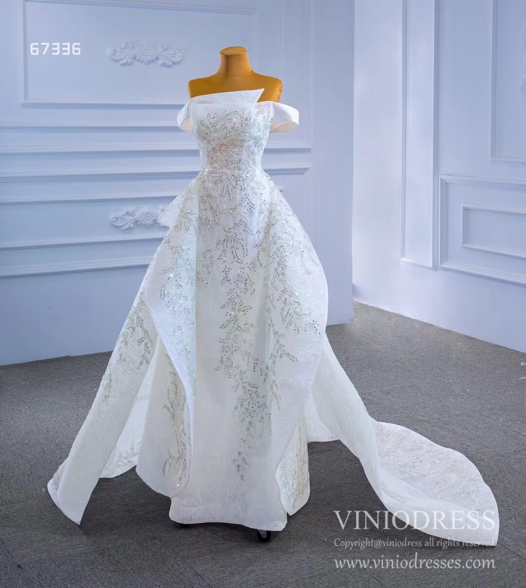 Off the Shoulder Removable Overskirt Wedding Dresses 67336-wedding dresses 2025 -Viniodress-As Picture-Custom Size-