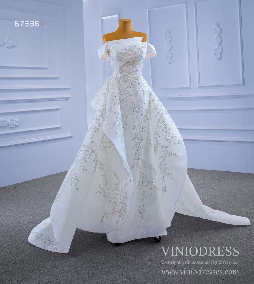 Off the Shoulder Removable Overskirt Wedding Dresses 67336-wedding dresses-Viniodress-Viniodress