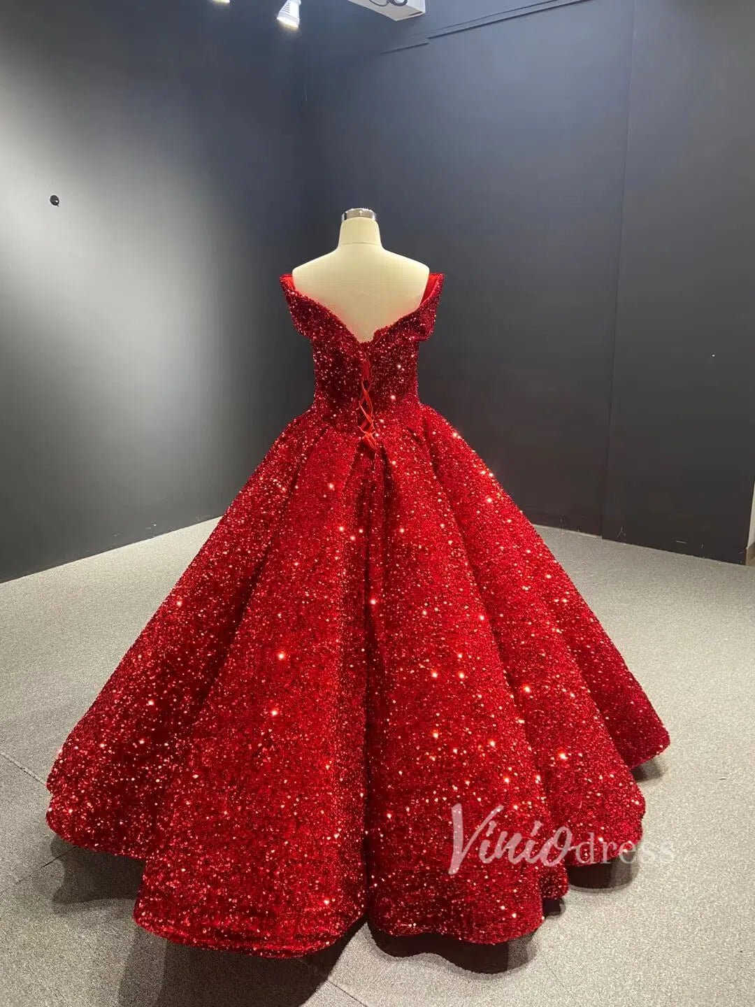 Off the Shoulder Royal Blue Sequin Ball Gown Quince Dresses 66536 viniodress-Quinceanera Dresses 2025 -Viniodress-Royal Blue-Custom Size-