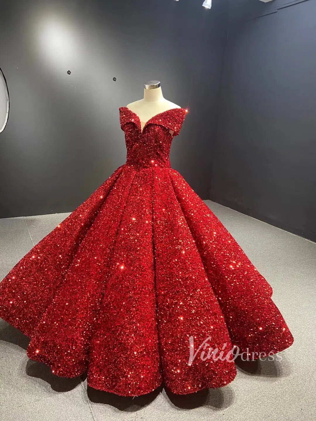 Off the Shoulder Royal Blue Sequin Ball Gown Quince Dresses 66536 viniodress-Quinceanera Dresses 2025 -Viniodress-Royal Blue-Custom Size-