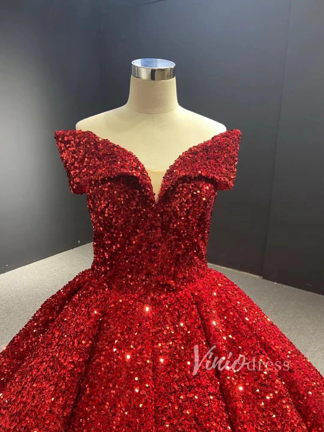 Off the Shoulder Royal Blue Sequin Ball Gown Quince Dresses 66536 viniodress-Quinceanera Dresses 2025 -Viniodress-Royal Blue-Custom Size-