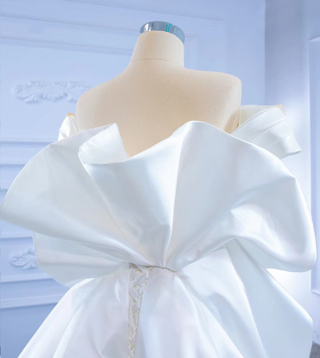 Off the Shoulder Sheath Satin Overskirt Wedding Dresses 67277-wedding dresses 2025 -Viniodress-Ivory-Custom Size-