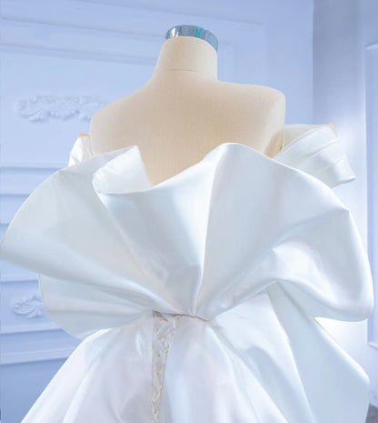 Off the Shoulder Sheath Satin Overskirt Wedding Dresses 67277-wedding dresses 2025 -Viniodress-Ivory-Custom Size-
