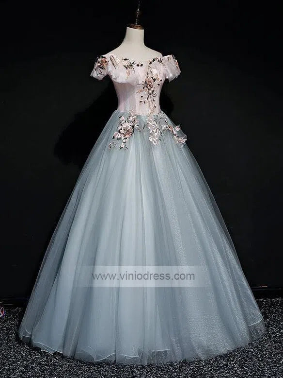 Prom Dress 2025 Off the Shoulder Slate Grey Sweet 15 Dresses FD1463-unique prom dresses-Grey-Custom Size-Viniodress