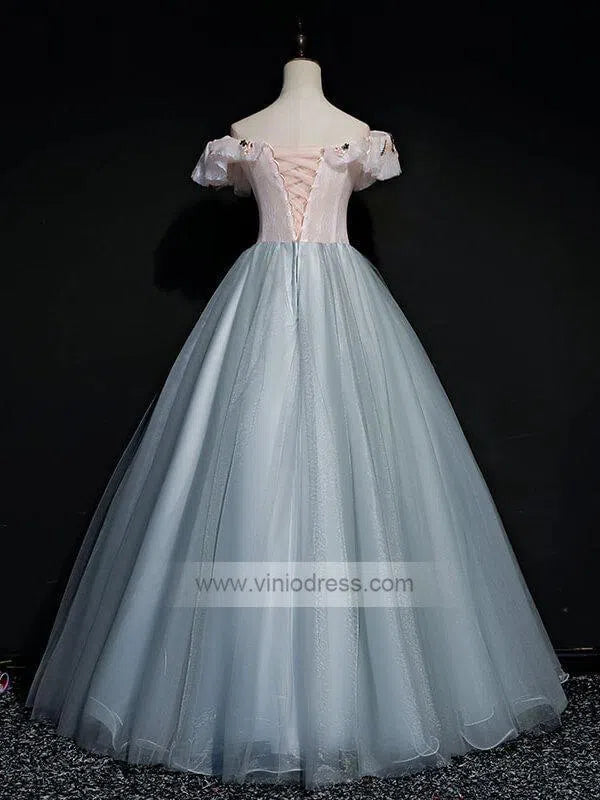 Prom Dress 2025 Off the Shoulder Slate Grey Sweet 15 Dresses FD1463-unique prom dresses-Grey-Custom Size-Viniodress