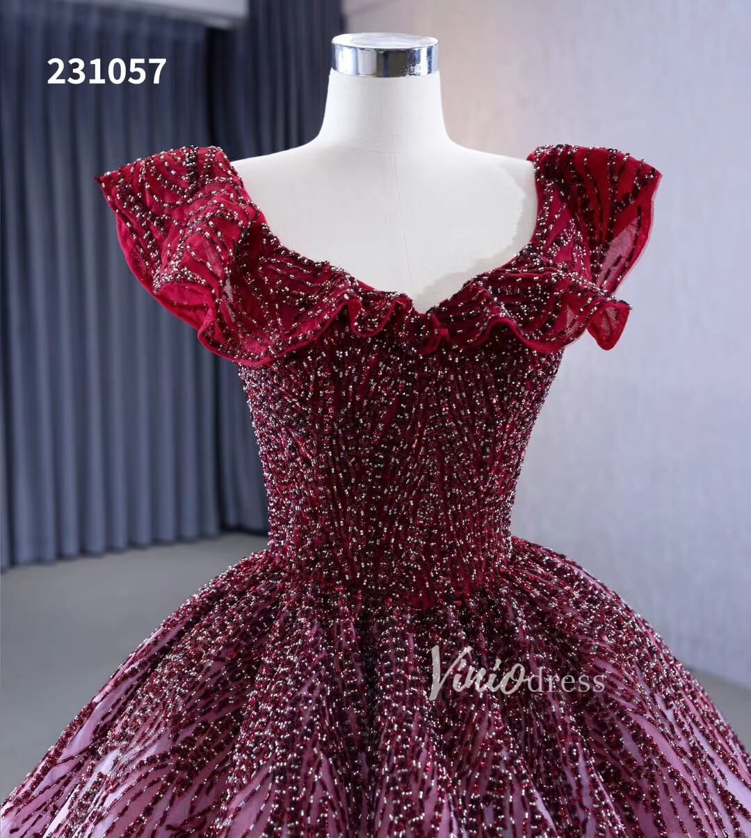 Ombre Beaded Quinceanera Dresses Off the Shoulder Ball Gown 231057-Quinceanera Dresses 2025 -Viniodress-Pink-Custom Size-