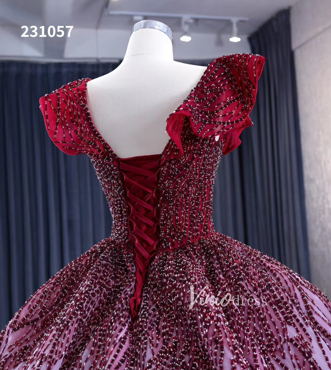 Ombre Beaded Quinceanera Dresses Off the Shoulder Ball Gown 231057-Quinceanera Dresses 2025 -Viniodress-Pink-Custom Size-