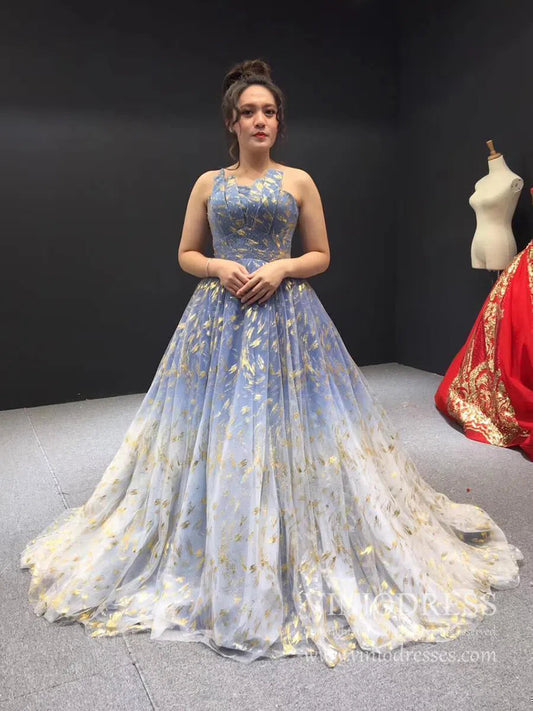 Ombre Blue Strapless Prom Dresses Long FD1203-prom dresses 2025 -Viniodress-Blue-US 2-