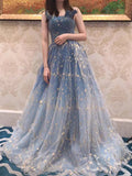 Ombre Blue Strapless Prom Dresses Long FD1203-prom dresses-Viniodress-Viniodress