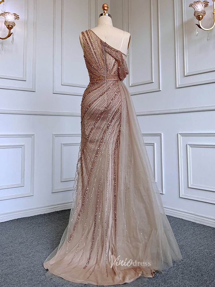 One Shoulder Beaded Prom Dresses 1920s Evening Dress with Slit 20044-Evening Dresses 2025 -Viniodress-Mauve-US 2-
