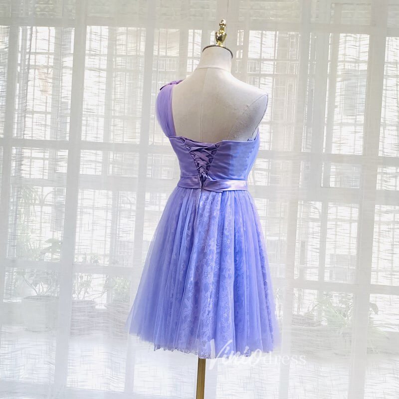 One Shoulder Bow Homecoming Dresses Short Prom Dress SD1545-Homecoming Dresses 2025 -Viniodress-Light Blue-Custom Size-