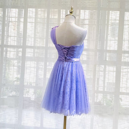 One Shoulder Bow Homecoming Dresses Short Prom Dress SD1545-Homecoming Dresses 2025 -Viniodress-Light Blue-Custom Size-