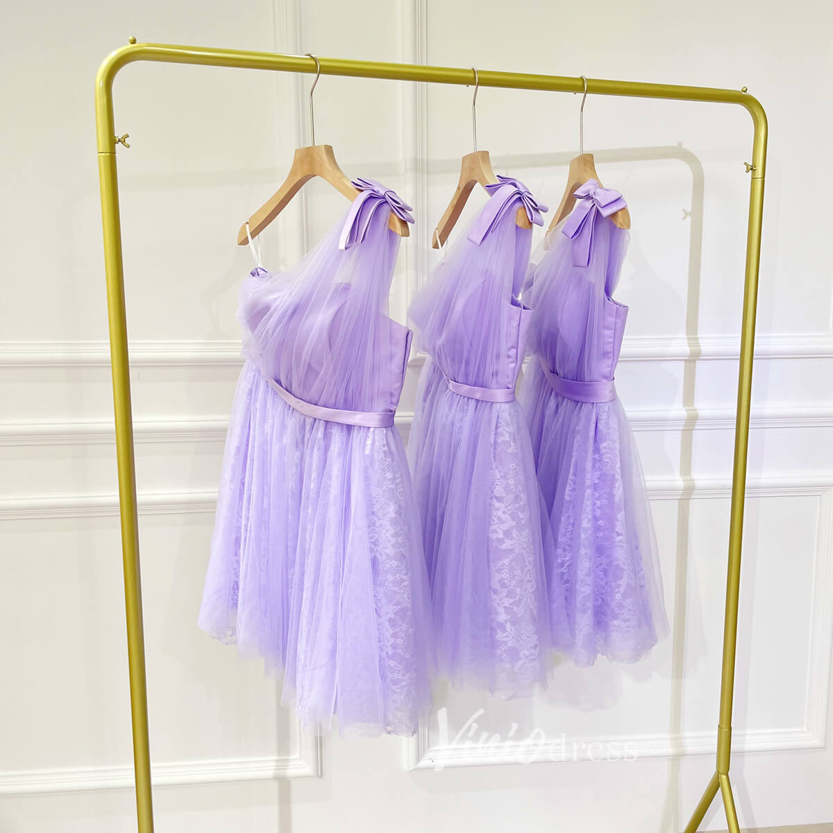 One Shoulder Bow Homecoming Dresses Short Prom Dress SD1545-Homecoming Dresses 2025 -Viniodress-Lilac-Custom Size-
