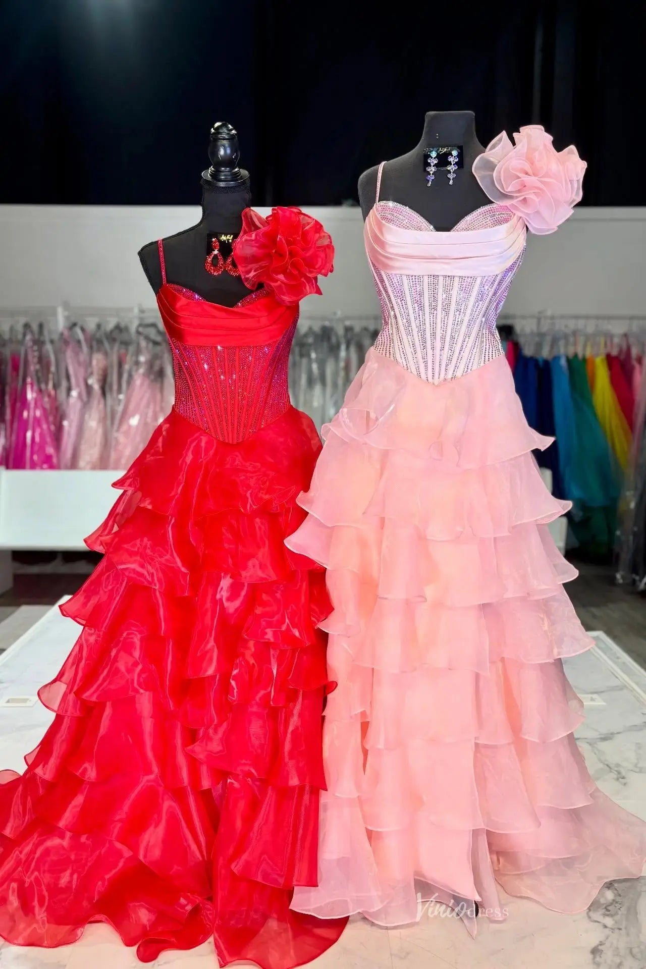 RF088-prom dresses 2026-Viniodress-Red-Custom Size-
