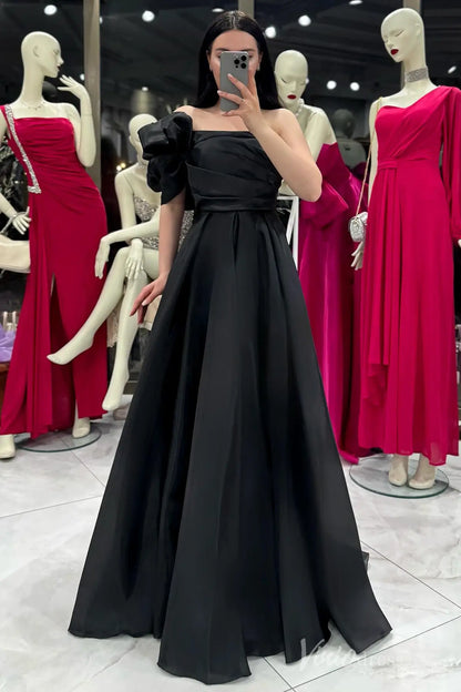 One-Shoulder Formal Dress with Puffy Sleeve, Ruched Bodice, and Flowing Organza Skirt – AS031-prom dresses 2025 -Viniodress-Fuchsia-Custom Size-