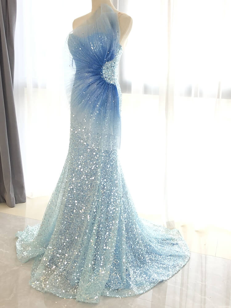 Prom Dress 2025 One Shoulder Light Blue Sequin Prom Dress Evening Dresses FD2497-unique prom dresses-Light Blue-US2-Viniodress