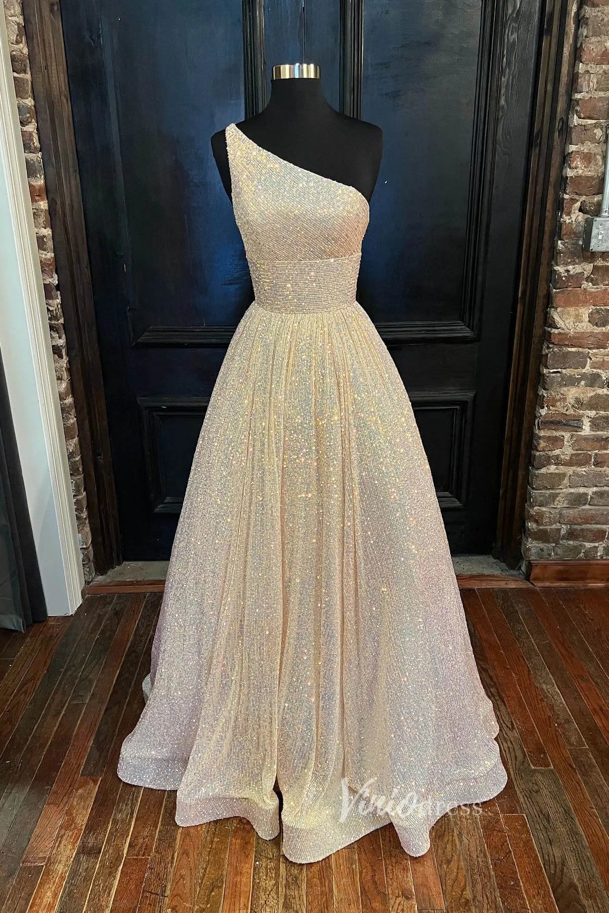 One Shoulder Prom Dresses Burgundy Sequin Formal Dress FD2971-prom dresses 2025 -Viniodress-Burgundy-Custom Size-