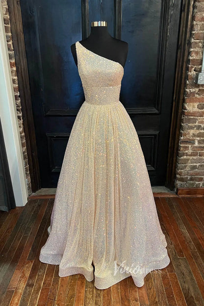 One Shoulder Prom Dresses Burgundy Sequin Formal Dress FD2971-prom dresses 2025 -Viniodress-Burgundy-Custom Size-