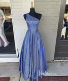 Prom Dress 2025 One Shoulder Sparkly Blue Prom Dresses Long FD2059-unique prom dresses-Blue-Custom Size-Viniodress