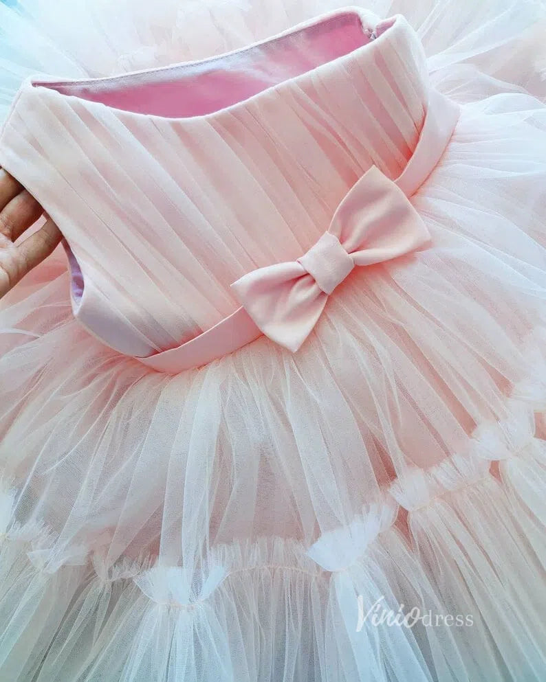One Shoulder Tulle Flower Girl Dresses for Wedding GL1111-flower girl dresses 2025 -Viniodress-Dusty Rose-Custom Size-