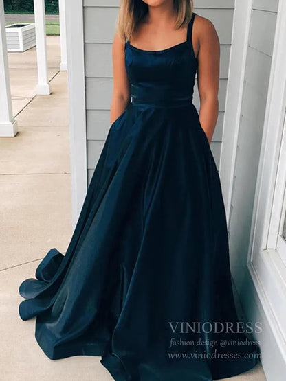 Open Back Simple Maroon Long Prom Dresses with Pockets FD1576-prom dresses 2025 -Viniodress-Burgundy-Custom Size-