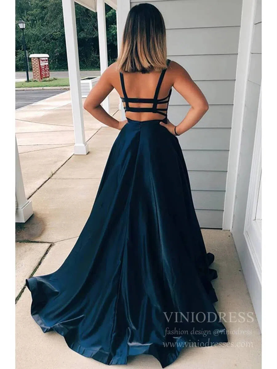 Open Back Simple Maroon Long Prom Dresses with Pockets FD1576-prom dresses 2025 -Viniodress-Burgundy-Custom Size-