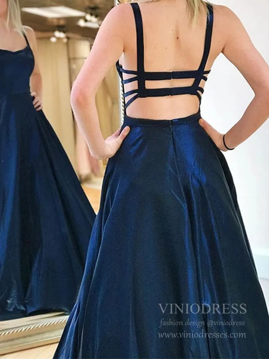 Open Back Simple Maroon Long Prom Dresses with Pockets FD1576-prom dresses 2025 -Viniodress-Burgundy-Custom Size-