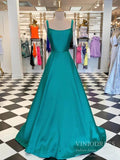 Prom Dress 2025 Open Back Simple Maroon Long Prom Dresses with Pockets FD1576-unique prom dresses-Teal-Custom Size-Viniodress