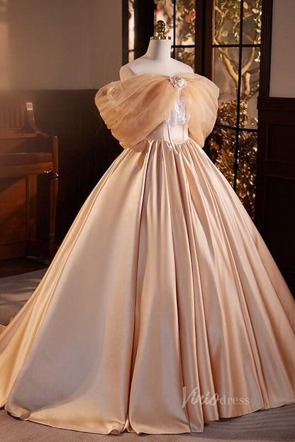 Orange Bow-Tie Quinceanera Dresses Off the Shoulder Formal Gown AD1054-Quinceanera Dresses 2025 -Viniodress-Orange-Custom Size-