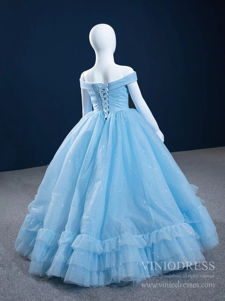 Little Girls Prom Dress Light Blue Pageant Gown FD2397C-Girls Prom Dresses-Viniodress-Viniodress