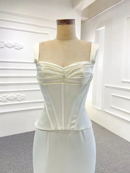 Pale Move Mermaid Prom Dresses Wide Strap Wedding Dress FD2423-wedding dresses 2025 -Viniodress-Pale Mauve-Custom Size-