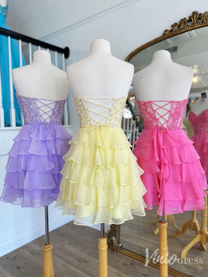 Pastel Lace Corset Homecoming Dress with Tiered Chiffon Skirt – Style SD1709-prom dresses 2025 -Viniodress-Custom Colors-Custom Size-