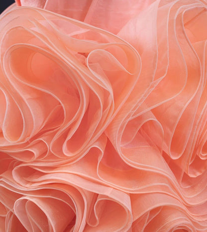 Peach Rosette Trumpet Wedding Dresses Strapless Pageant Gown 67212 viniodress-prom dresses 2025 -Viniodress-Peach-Custom Size-