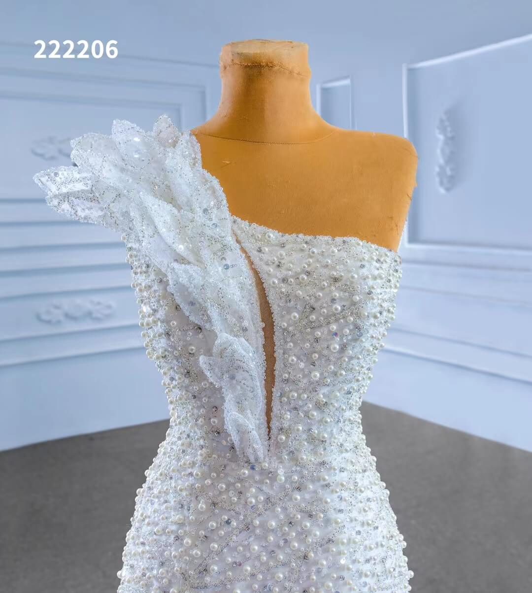 Pearl Beaded Mermaid Wedding Dresses One Shoulder 222206-wedding dresses 2025 -Viniodress-Ivory-Custom Size-