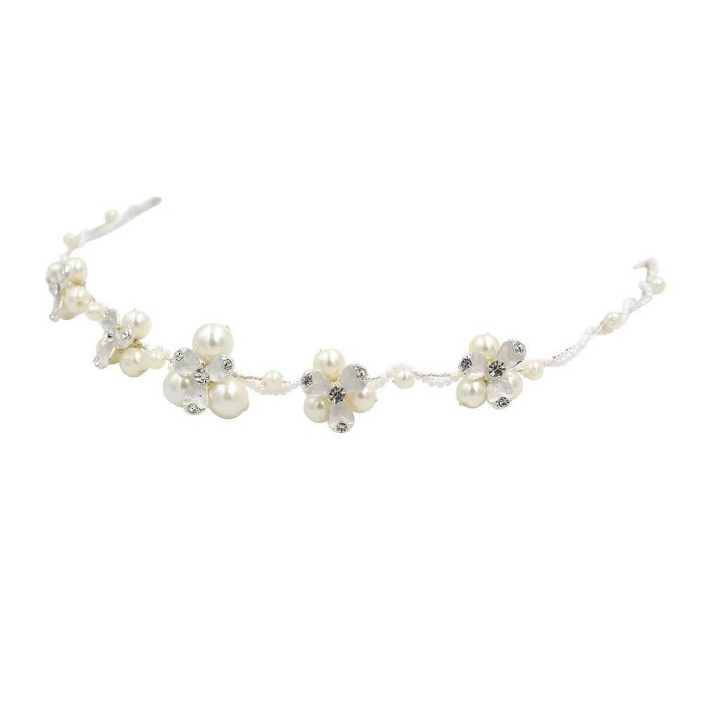Pearl Blossom Bridal Headband AC1099-Headpieces 2025 -Viniodress-Headband-