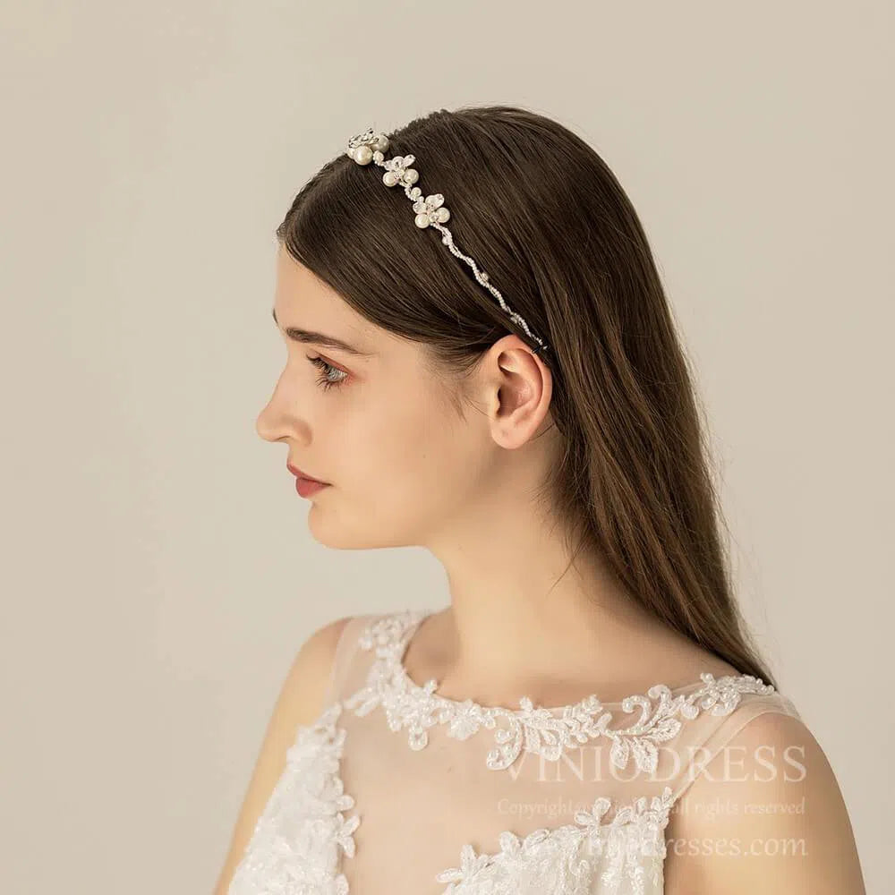 Pearl Blossom Bridal Headband AC1099-Headpieces 2025 -Viniodress-Headband-