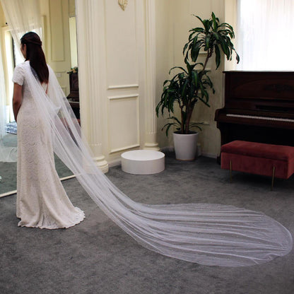 Pearl Cathedral Cape Veil Viniodress V681-Bridal Veil 2025 -Viniodress-Ivory-