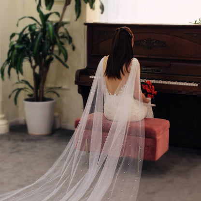 Pearl Cathedral Cape Veil Viniodress V681-Bridal Veil 2025 -Viniodress-Ivory-