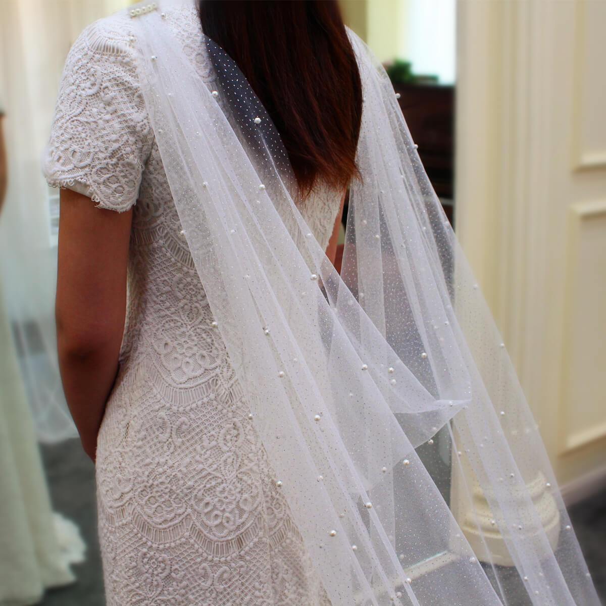 Pearl Cathedral Cape Veil Viniodress V681-Bridal Veil 2025 -Viniodress-Ivory-