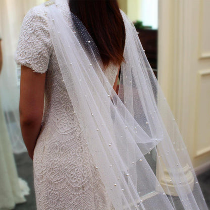 Pearl Cathedral Cape Veil Viniodress V681-Bridal Veil 2025 -Viniodress-Ivory-
