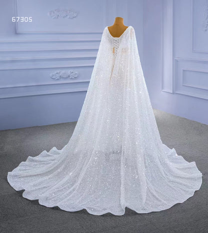 Pearl Feather Sheath Wedding Dresses with Cape 67305-wedding dresses 2025 -Viniodress-Champagne-Custom Size-
