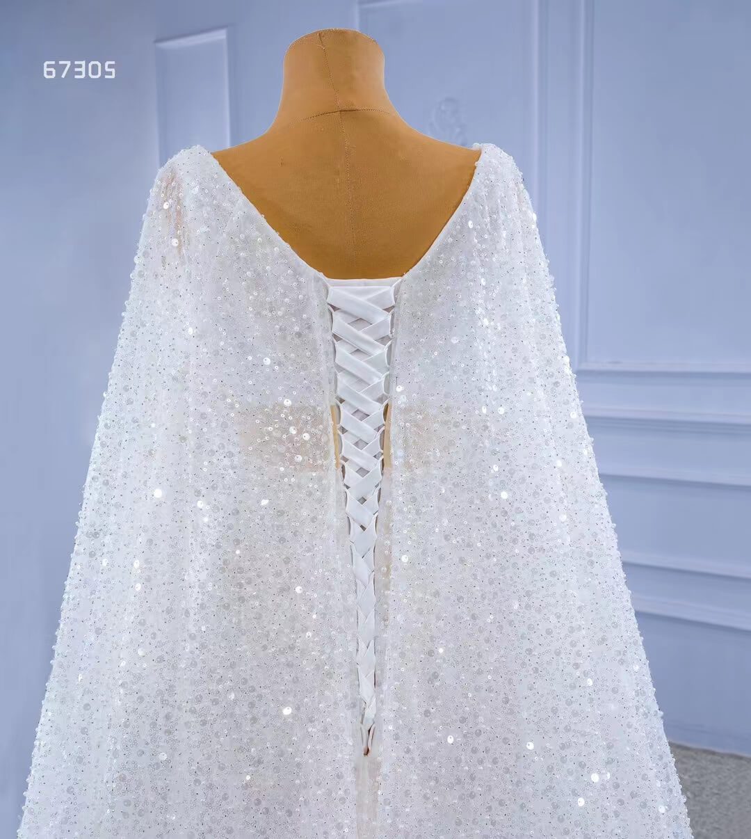 Pearl Feather Sheath Wedding Dresses with Cape 67305-wedding dresses 2025 -Viniodress-Champagne-Custom Size-
