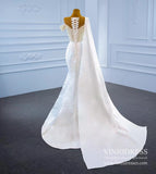 Pearl Mermaid Satin Watteau Wedding Dresses 67238-wedding dresses-Viniodress-Viniodress