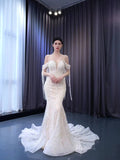 Pearl Mermaid Wedding Dresses Off the Shoulder Bridal Dress 222173