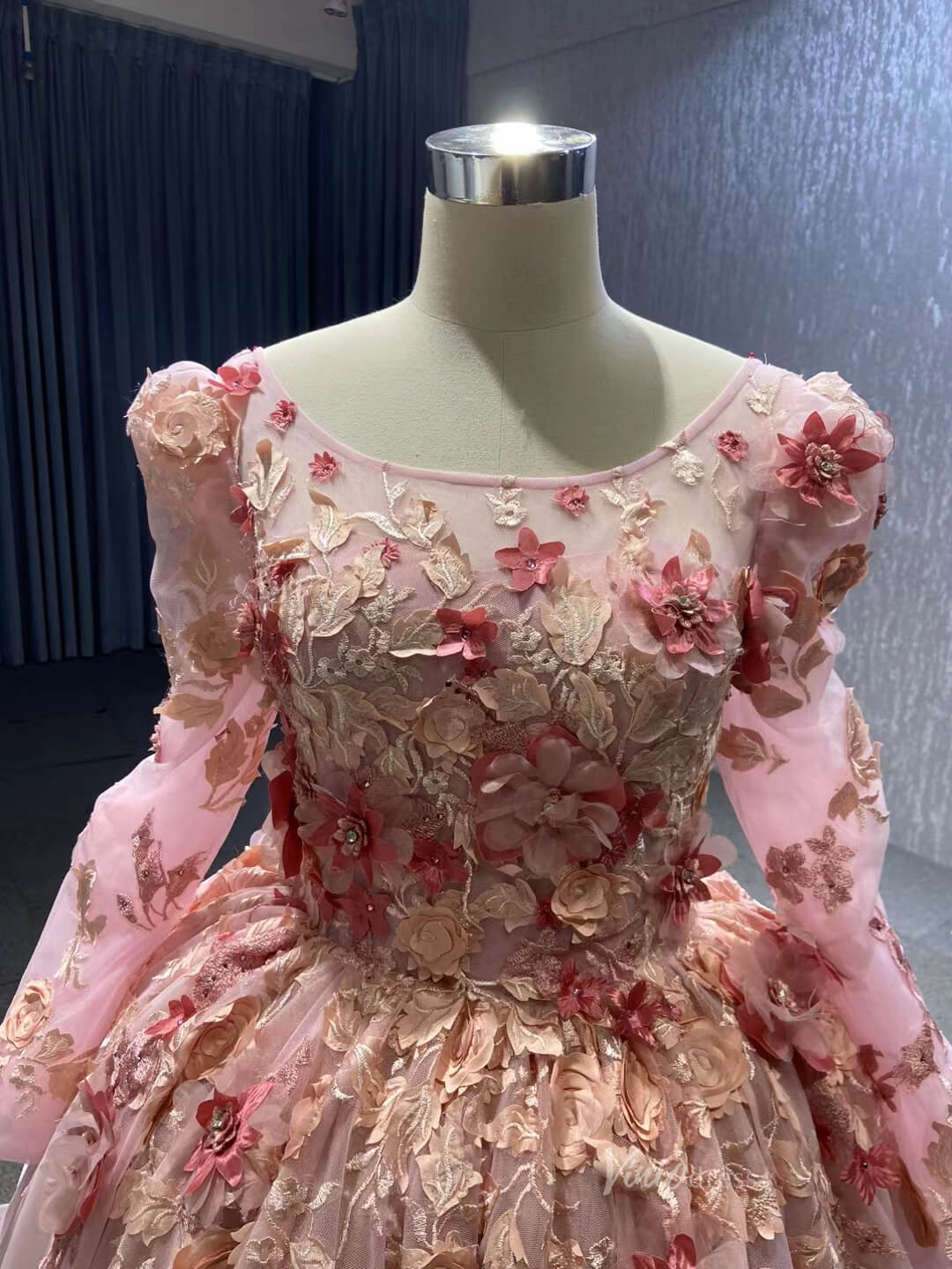 Pink 3D Flower Sweet 15 Dress Off the Shoulder Ball Gown Quince Dress 67469-Quinceanera Dresses 2025 -Viniodress-Pink-60cm-Custom Size