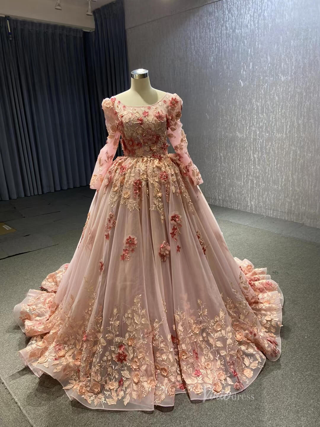 Pink 3D Flower Sweet 15 Dress Off the Shoulder Ball Gown Quince Dress 67469-Quinceanera Dresses-Viniodress-Viniodress